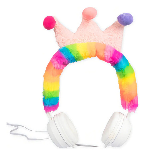 Auricular Vincha Infantil Corona Arcoiris Con Luces Color Blanco