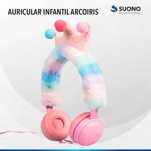 Auricular Vincha Infantil Corona Arcoiris Con Luces Color Blanco