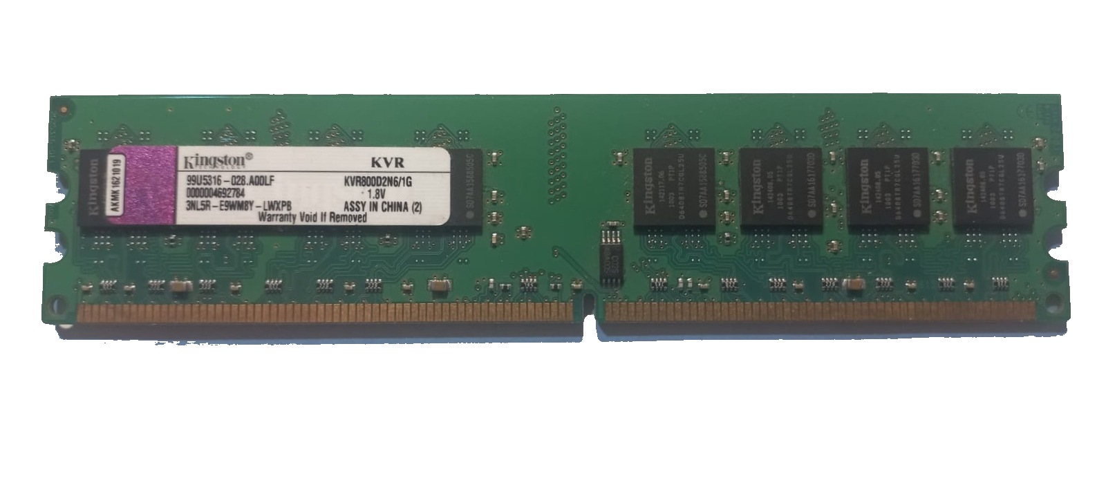 Memoria DDR2 Kingston KVV800D2N6/1G 1GIGA