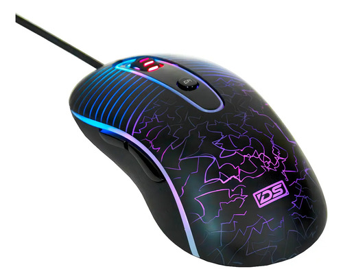Mouse Gamer Óptico Ds Inari Rgb 3200dpi 6 Botones Usb Para Pc Y Ps4 Negro
