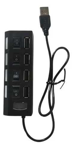 Hub Intco Usb 2.0 4 Puertos Con Switch Led Kq-4911 Negro