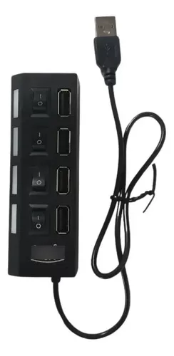 Hub Intco Usb 2.0 4 Puertos Con Switch Led Kq-4911 Negro