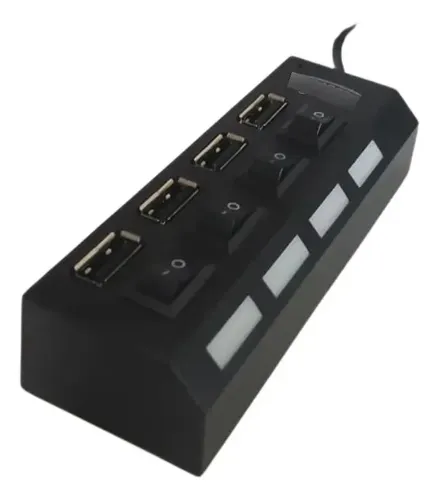 Hub Intco Usb 2.0 4 Puertos Con Switch Led Kq-4911 Negro