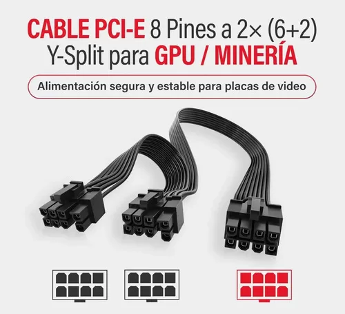Cable Para Fuente Modular Pci-e 8 Pines A 2x8(6+2) Mineria