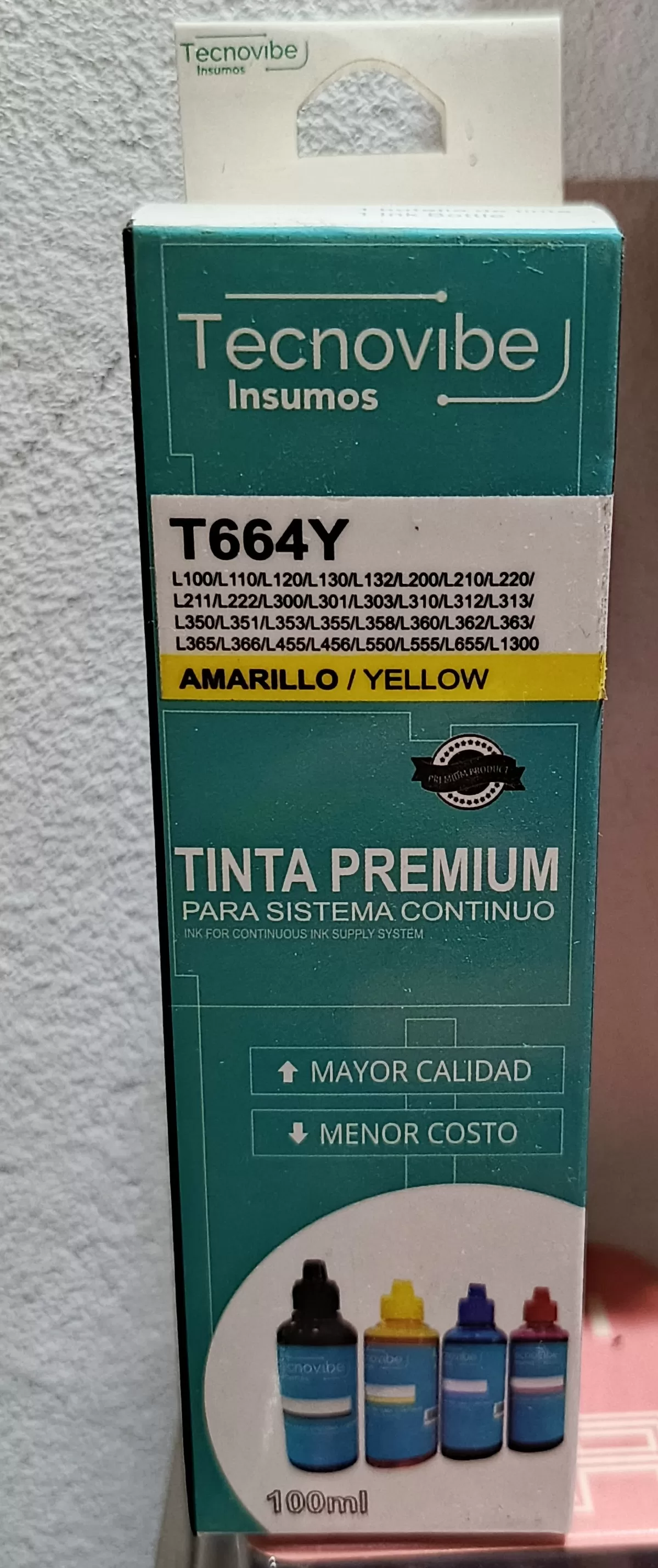 Tinta Premium Sistema Continuo, T664Y 100ML Tecnovibe